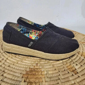Bobs Skechers Black Canvas Espadrilles Loafer Flats 8